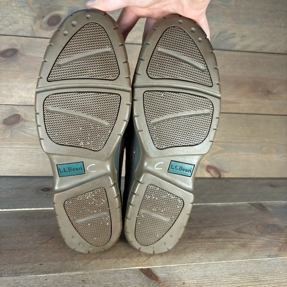 ll bean mens size 10 shoes brown leather comfort boat shoes
